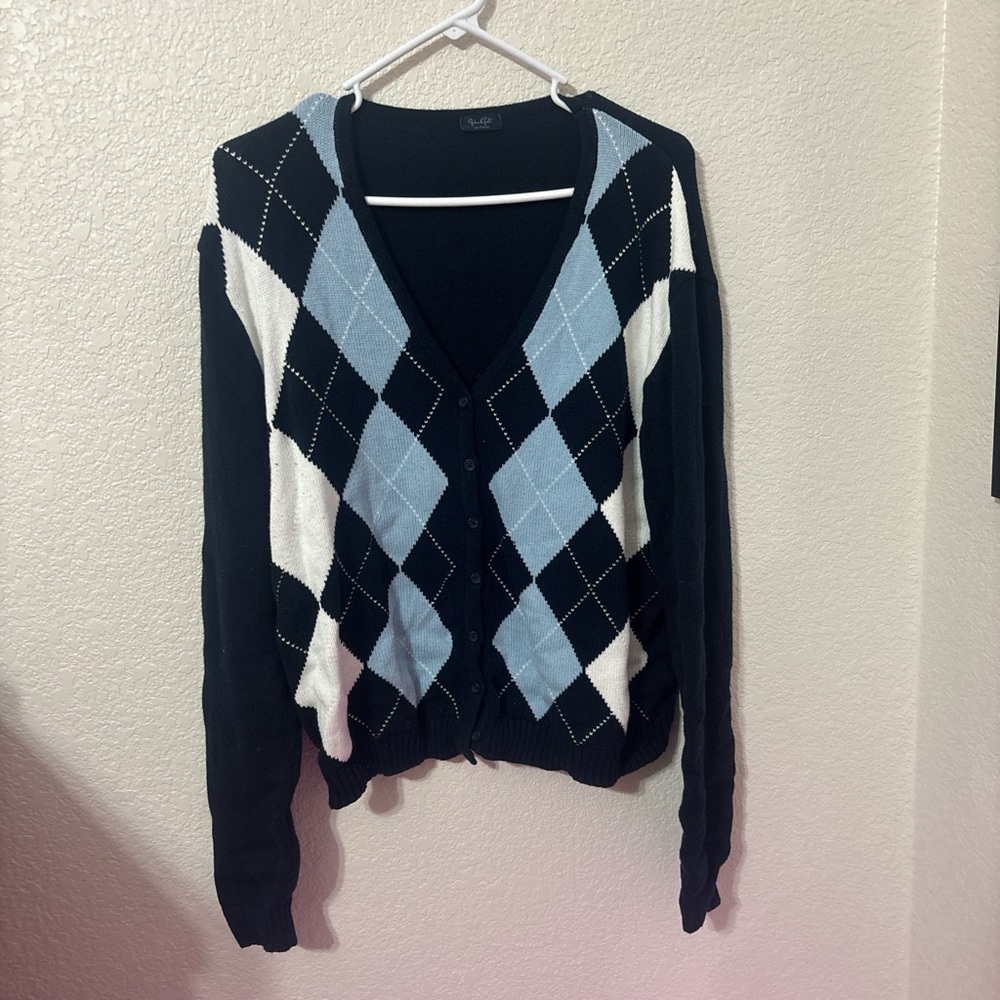 Brandy Melville Black and Blue Cardigan Sweater